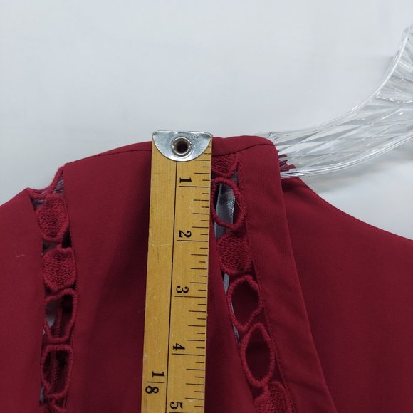 Daniel Raine maroon chiffon Short Sleeve Shirt| Size 2X - Picture 5 of 9